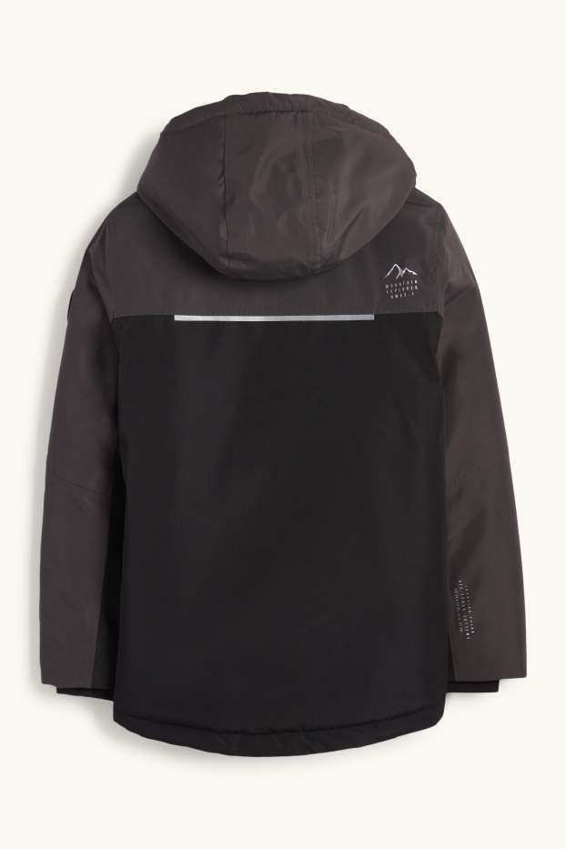 Enfants garçons - Manteau de pluie à capuche - rembourré - imperméable - noir