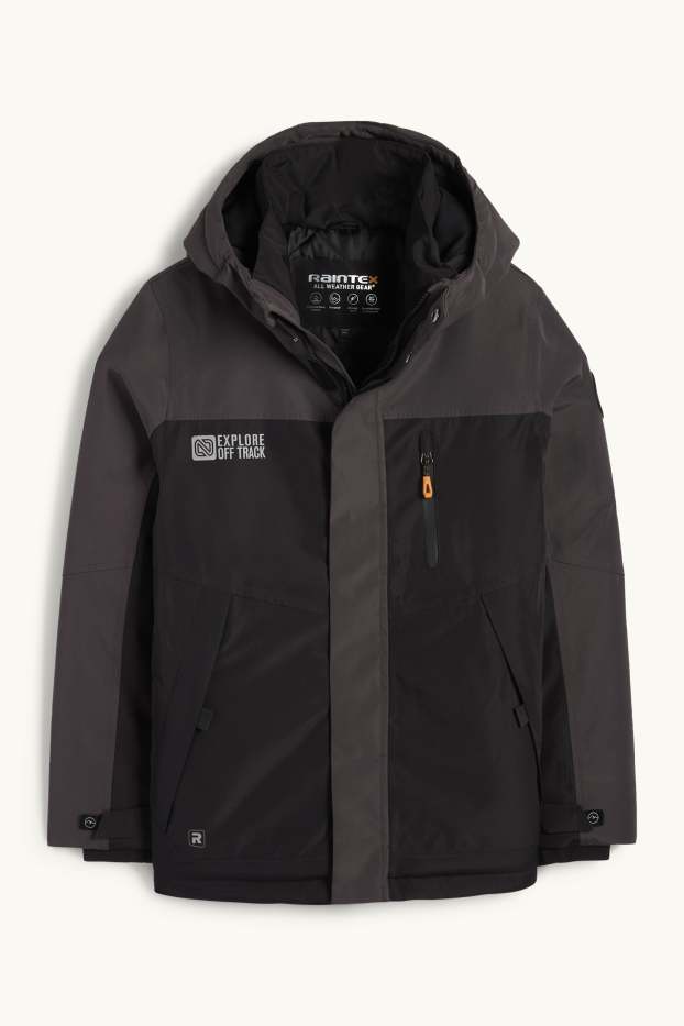 Enfants garçons - Manteau de pluie à capuche - rembourré - imperméable - noir