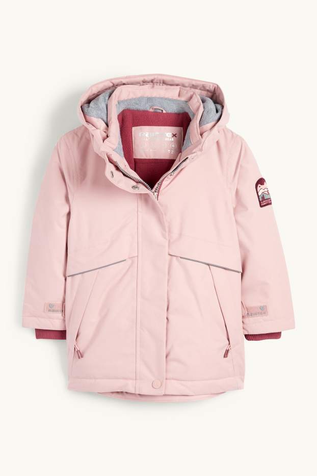 Kinder Mädchen - Regenjacke mit Kapuze - gefüttert - wasserdicht - rosa