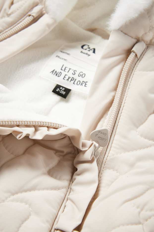 Baby: meisjes - Babysneeuwpak met capuchon - crèmekleurig