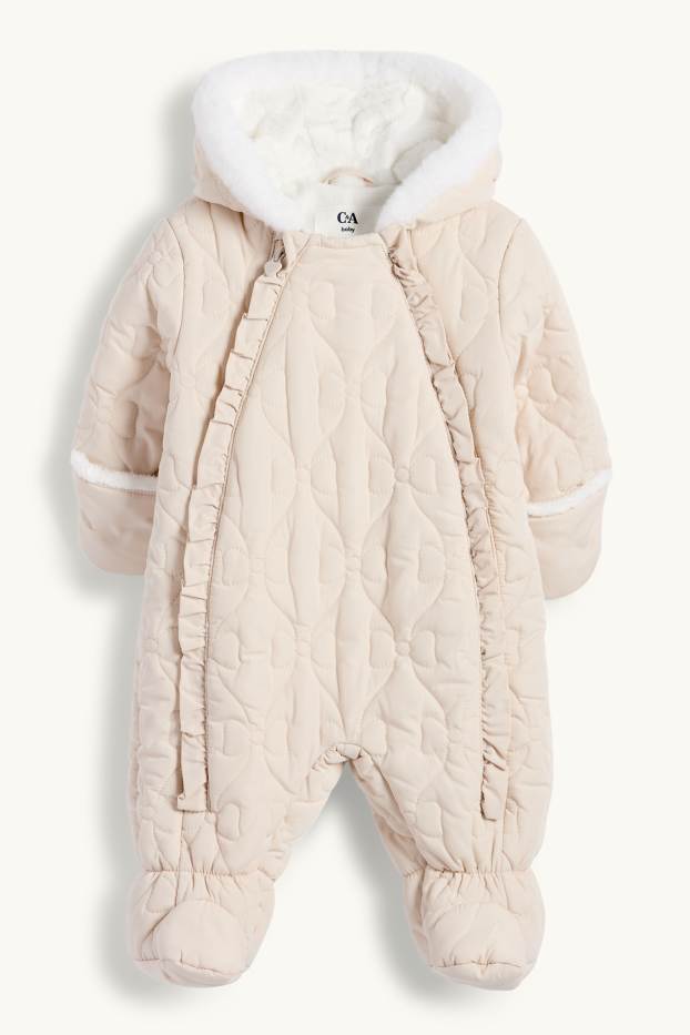 Baby: meisjes - Babysneeuwpak met capuchon - crèmekleurig