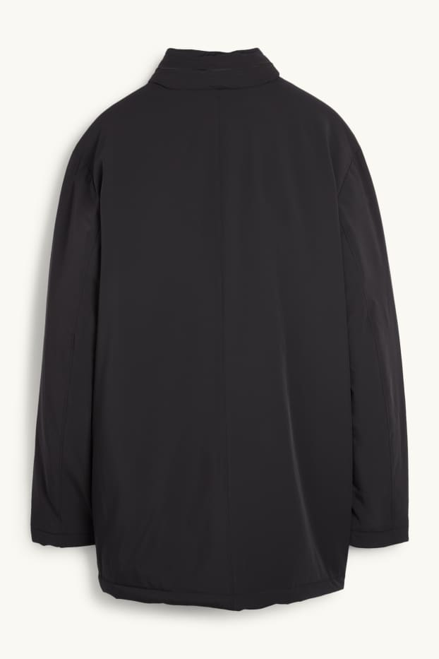 Heren - Mantel met capuchon - gevoerd - zwart