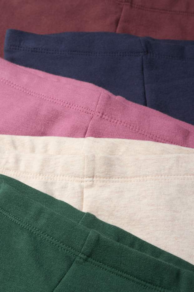 Enfants filles - Lot de 5 - fleur - leggings chauds - vert foncé