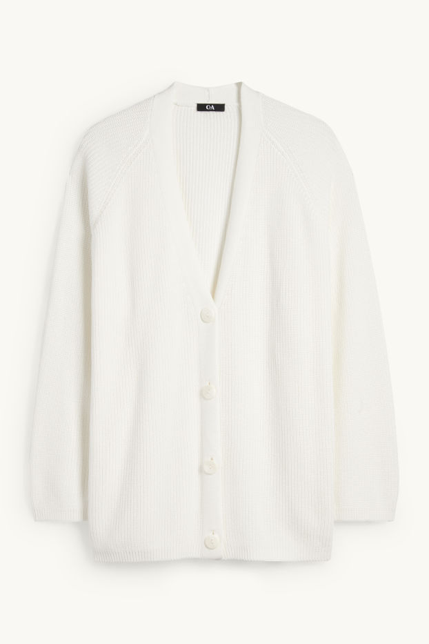 Dona - Jaqueta de punt - acanalada - blanc