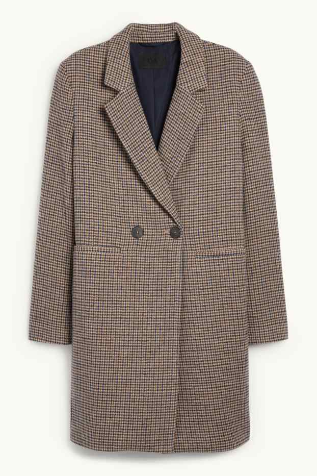 Dames - Mantel - geruit - bruin