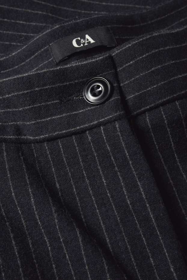 Femei - Pantaloni de stofă - talie medie - wide leg - structurați - albastru închis