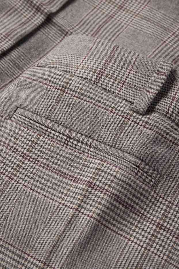 Femei - Pantaloni office - talie înaltă - relaxed fit - în carouri - gri