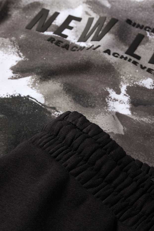 Enfants garçons - Ensemble - sweat à capuche et pantalon de jogging - deux pièces - noir / blanc