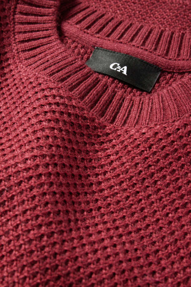 Pánské - Svetr - strukturovaný - tmavočervená