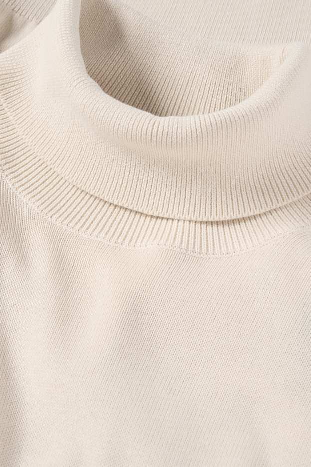 Bărbați - Pulover cu guler rulat - bej deschis