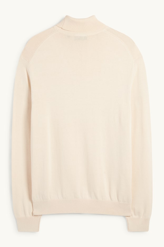 Bărbați - Pulover cu guler rulat - bej deschis