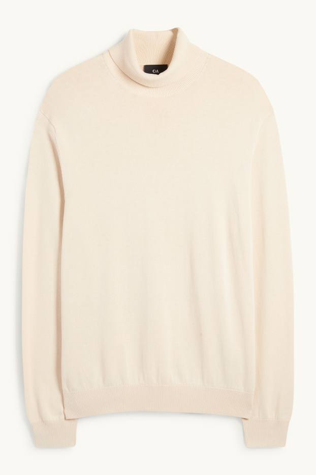 Bărbați - Pulover cu guler rulat - bej deschis