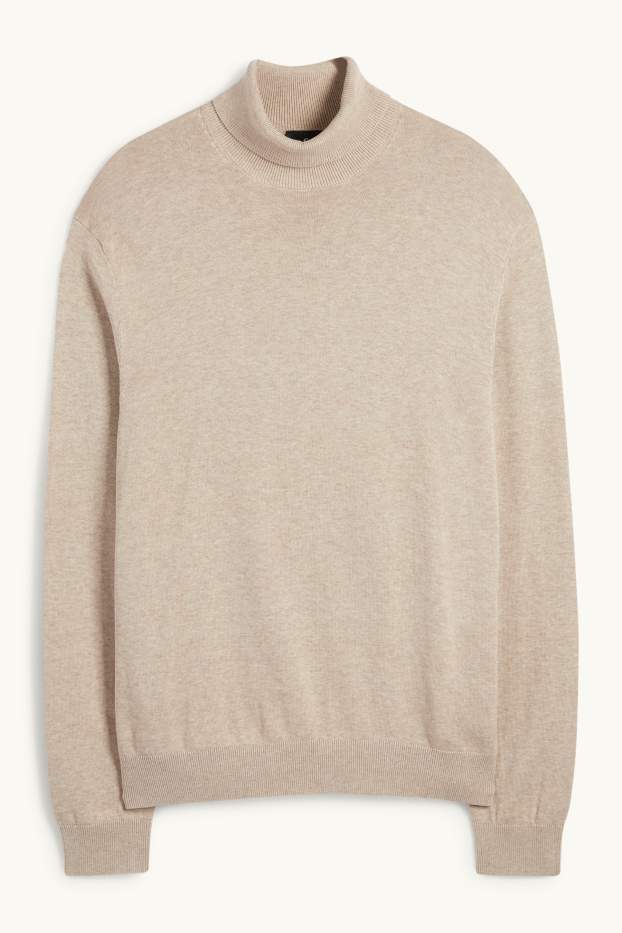 Herren - Rollkragenpullover - beige