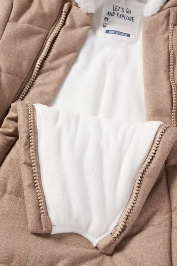 Baby Boys - Teddy bear - baby snowsuit with hood - light brown