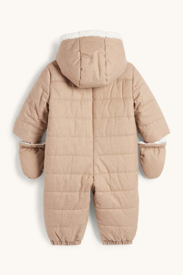 Baby Boys - Teddy bear - baby snowsuit with hood - light brown