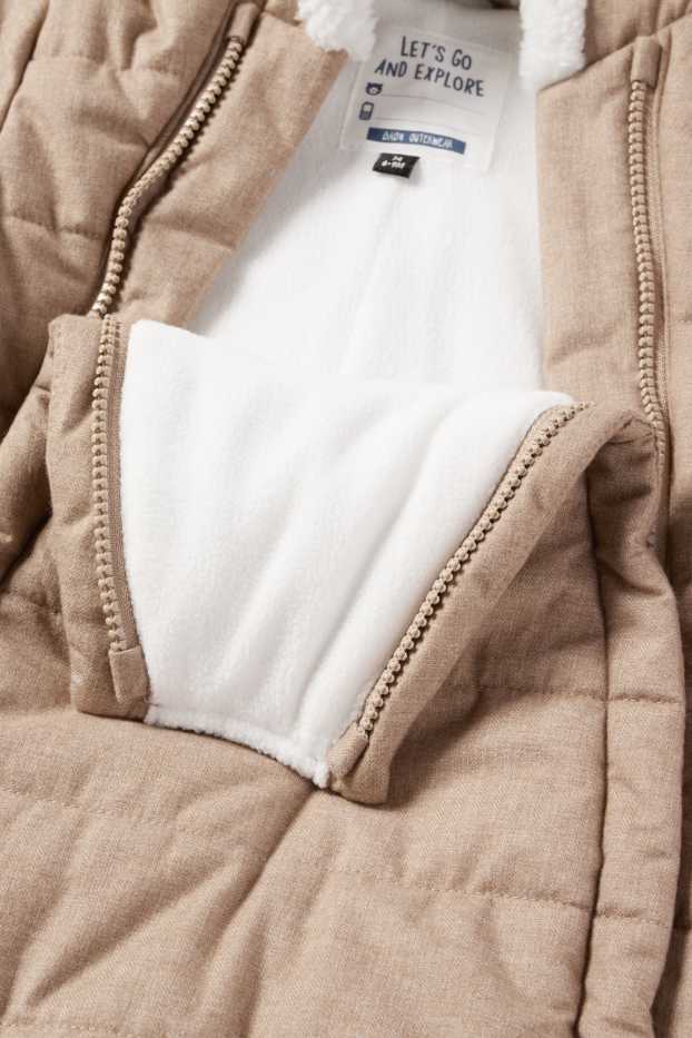 Baby Boys - Teddy bear - baby snowsuit with hood - light brown