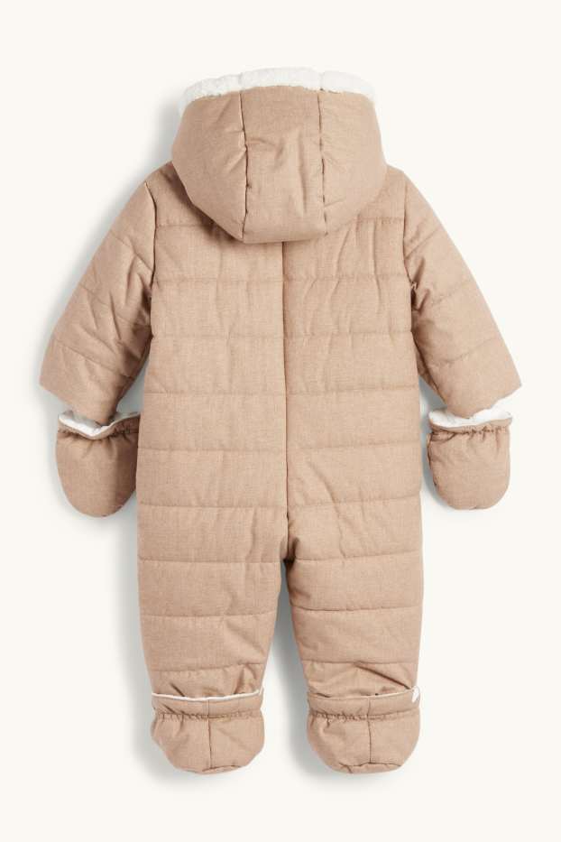 Baby Boys - Teddy bear - baby snowsuit with hood - light brown