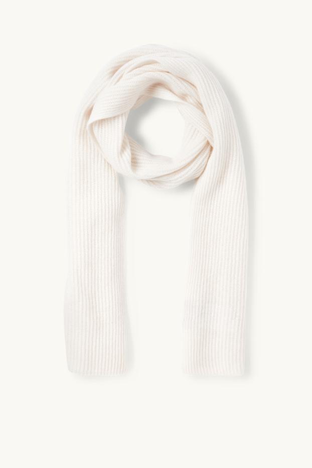 Women - Cashmere scarf - ribbed - cremewhite
