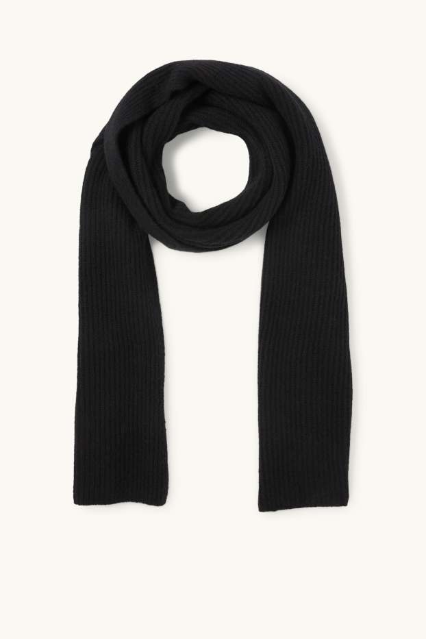 Femei - Șal din cașmir - reiat - negru