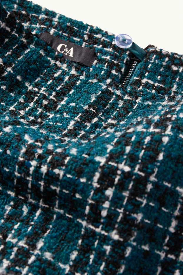 Damen - Bouclé-Minirock - kariert - dunkelgrün