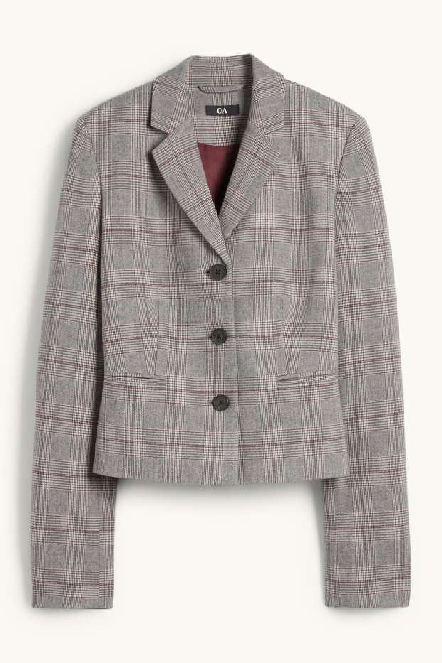 Donna - Blazer business - sciancrato - a quadretti - grigio