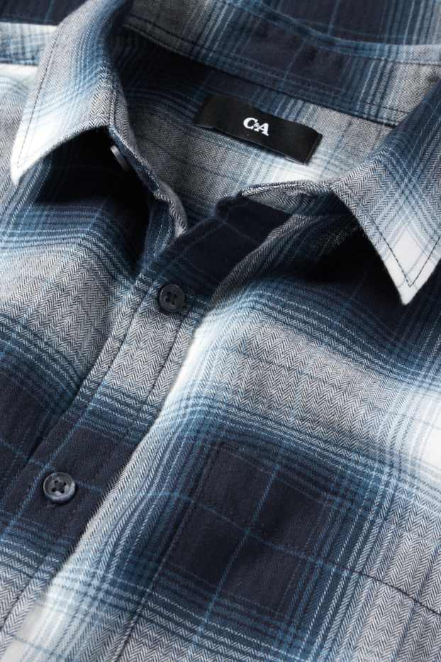 Men - Shirt - regular fit - kent collar - check - dark blue