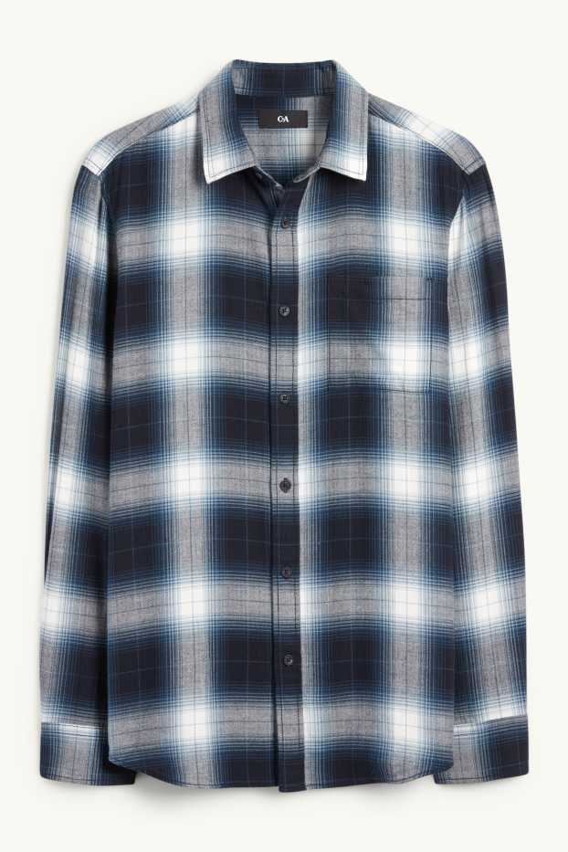 Men - Shirt - regular fit - kent collar - check - dark blue