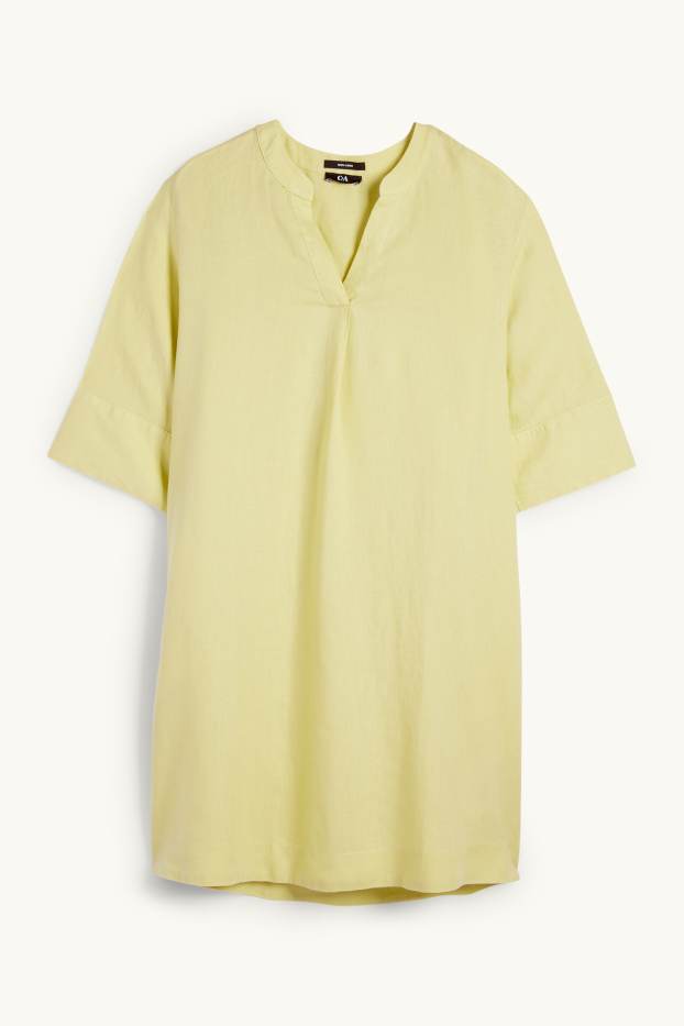 Femmes - Robe-tunique en lin - vert clair