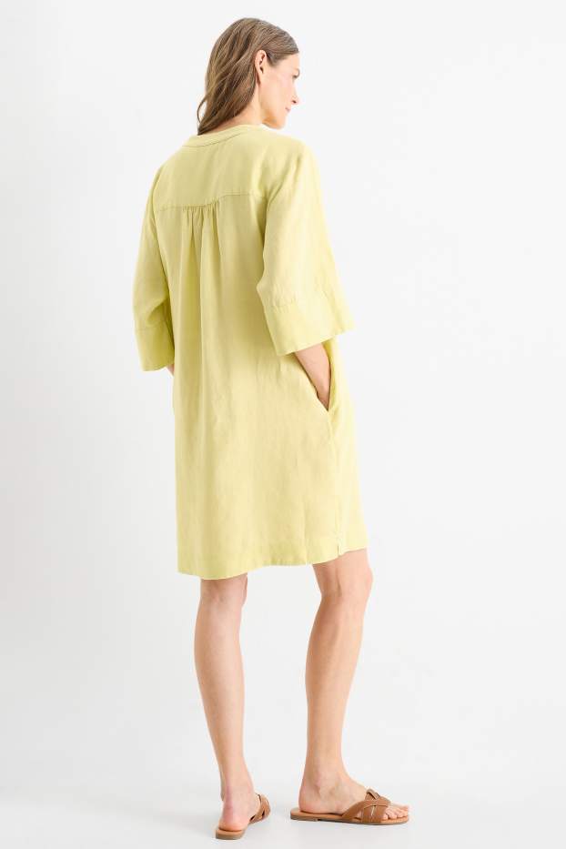 Femmes - Robe-tunique en lin - vert clair