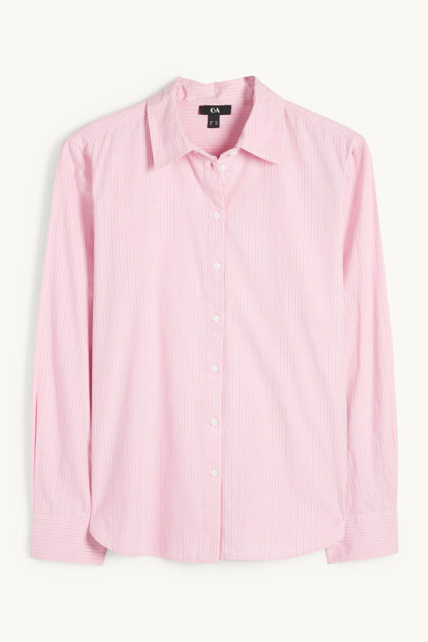 Women - Blouse - striped - rose