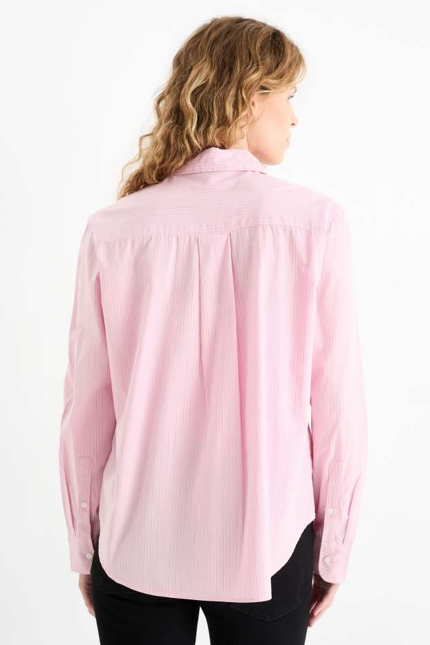 Women - Blouse - striped - rose
