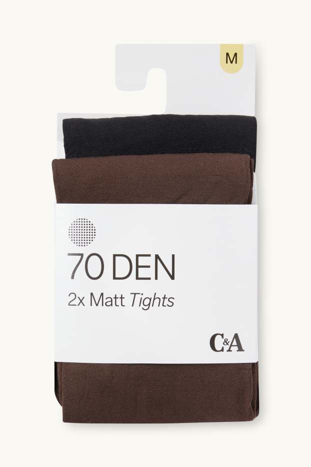 Damen - Multipack 2er - Feinstrumpfhose - 70 DEN - dunkelbraun