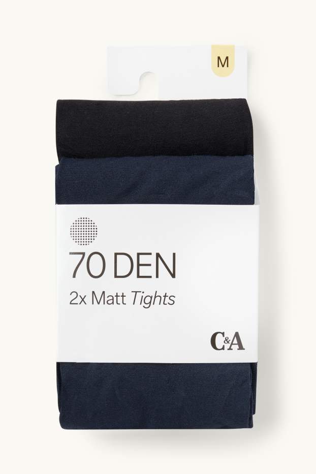 Femmes - Lot de 2 paires - collants fins - 70 DEN - bleu foncé