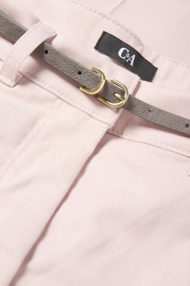 Femmes - Pantalon de toile à ceinture - high waist - barrel leg - rose clair