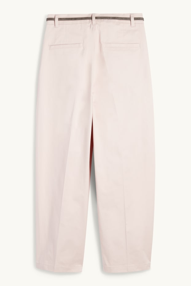 Femmes - Pantalon de toile à ceinture - high waist - barrel leg - rose clair