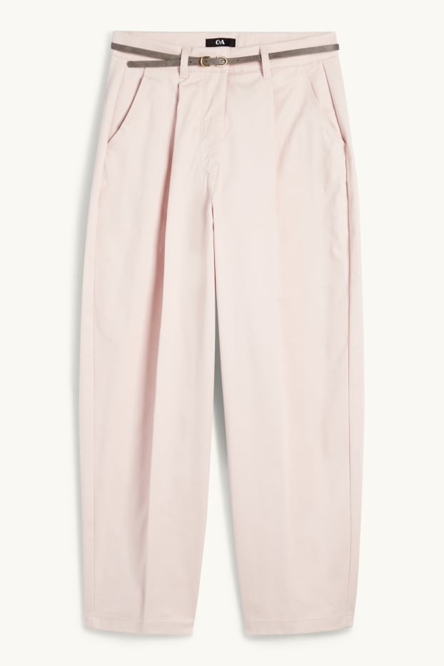 Femmes - Pantalon de toile à ceinture - high waist - barrel leg - rose clair