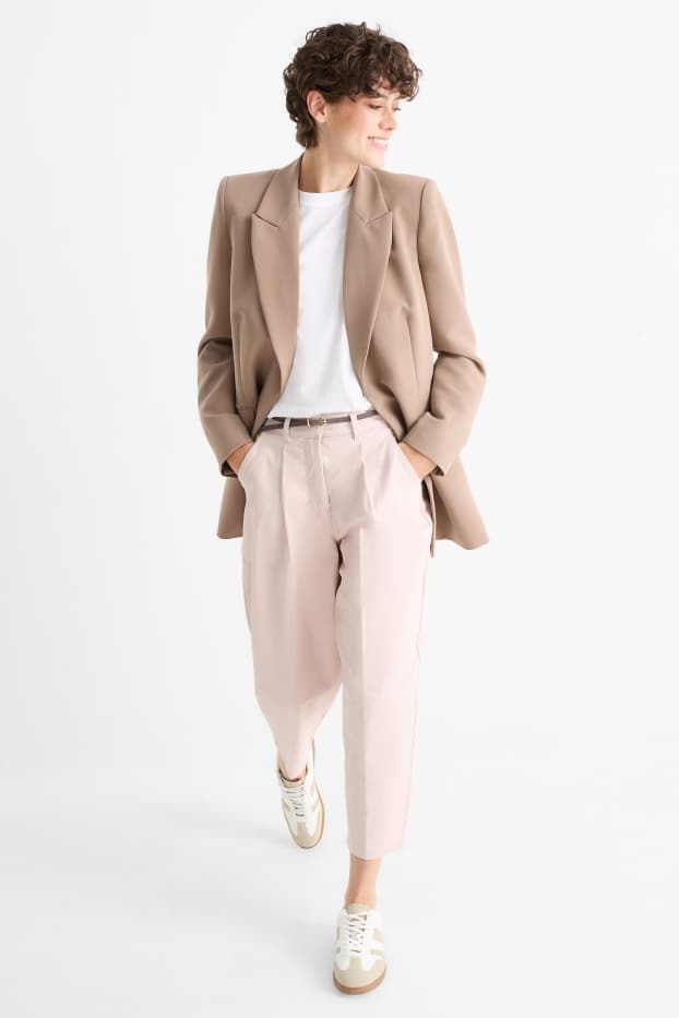 Femmes - Pantalon de toile à ceinture - high waist - barrel leg - rose clair