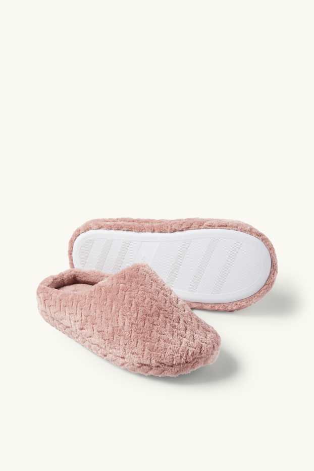 Dames - Pantoffels - met structuur - donker rose