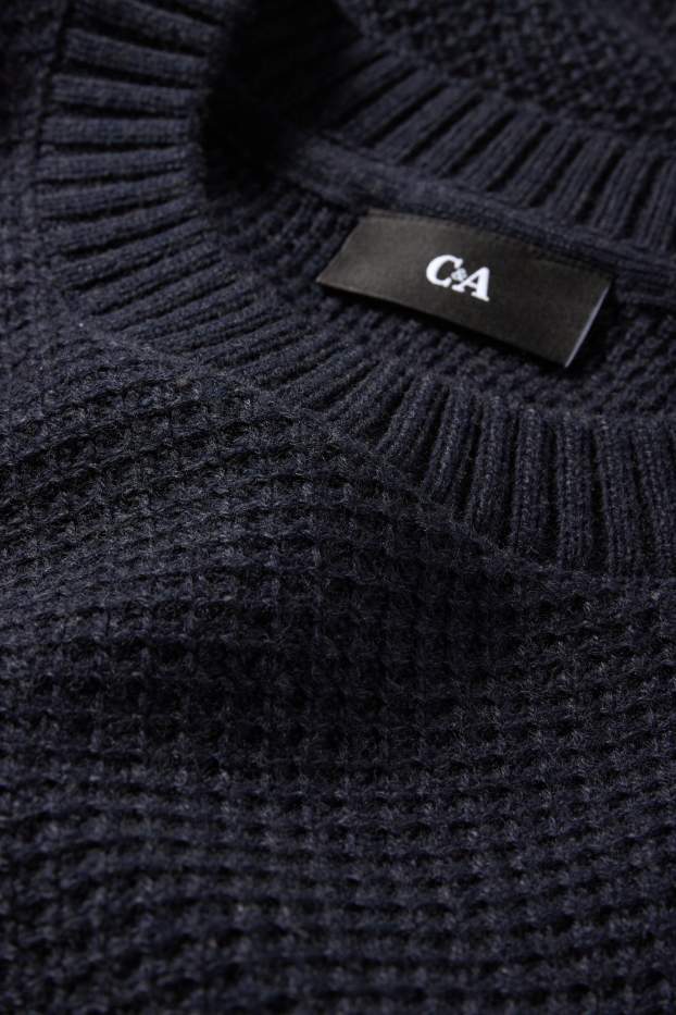 Pánské - Svetr - strukturovaný - tmavomodrá