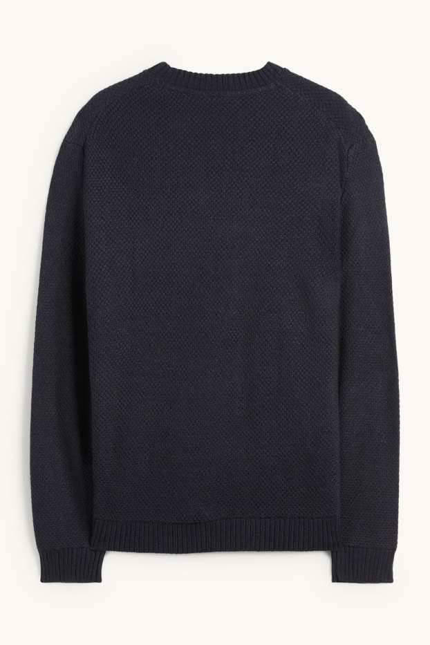 Pánské - Svetr - strukturovaný - tmavomodrá