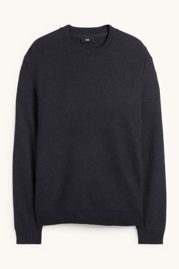 Pánské - Svetr - strukturovaný - tmavomodrá