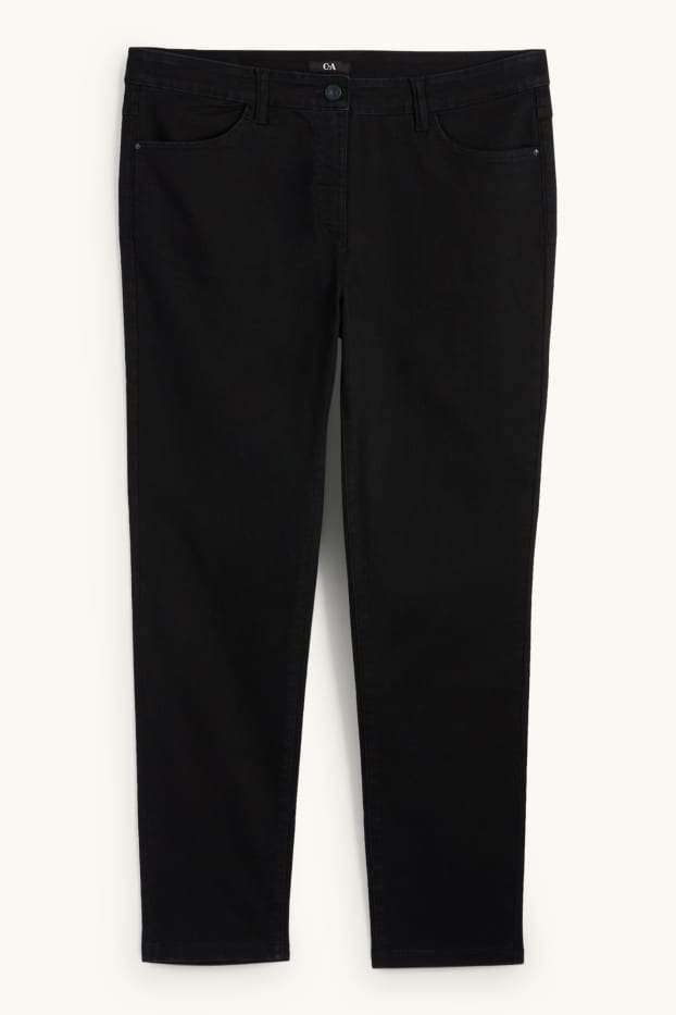 Women - Slim jeans - mid-rise waist - black