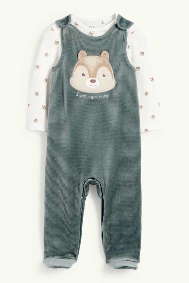 Unisex - Squirrel - romper set - 2 piece - dark green