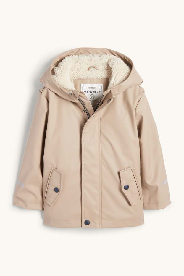 Children Boys - Raccoon - jacket with hood - waterproof - beige