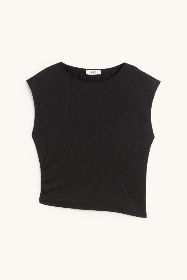 Femmes - Haut court - finition texturée - noir