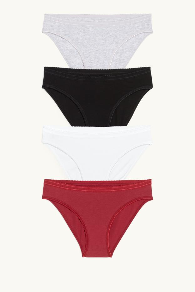 Damen - Multipack 4er - Slip - dunkelrot