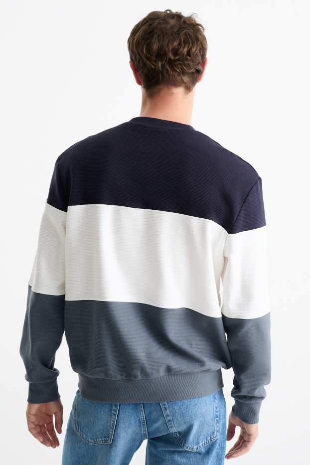 Home - Dessuadora - acanalada - de ratlles - blau fosc / blanc