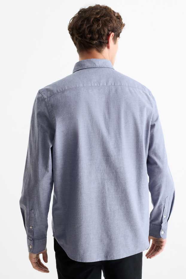 Bărbați - Cămașă - regular fit - guler cu nasturi - albastru