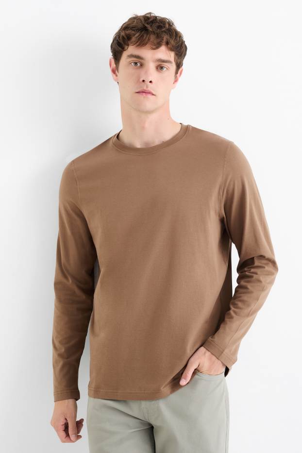 Heren - Longsleeve - bruin