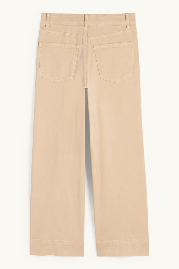 Dames - Pantalon - high waist - wide leg - beige